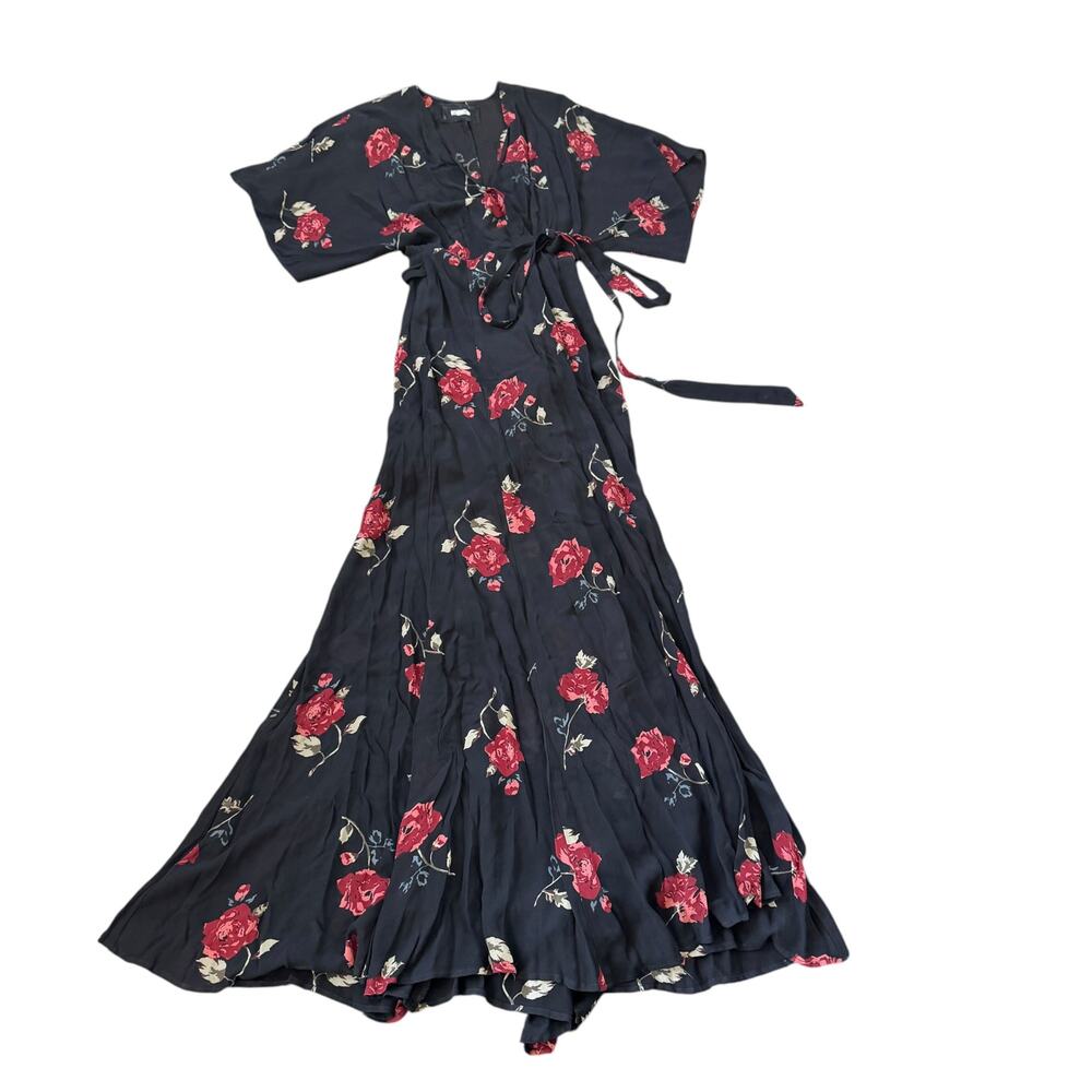 Reformation Winslow Dress Black Red Floral